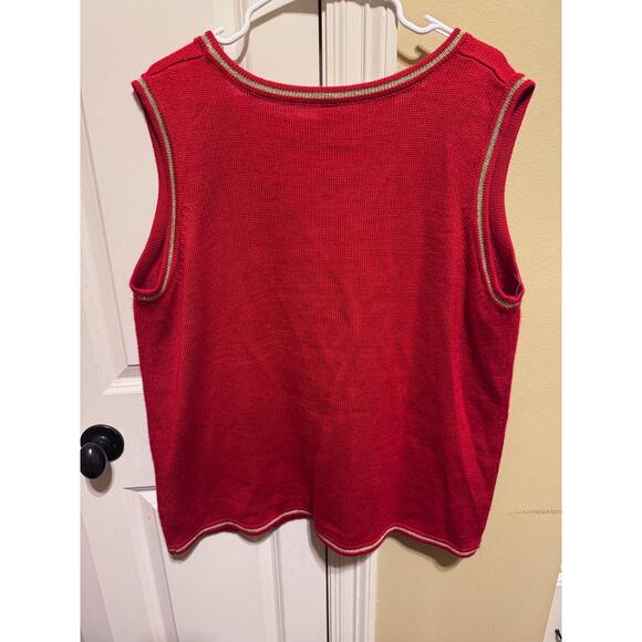 Ugly Christmas Sweater Vest Red Snowman Gold Pearls Plus Size 2X (20) - Picture 6 of 10